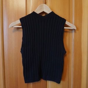 American Apparel Basic Black Ribbed Knit Top